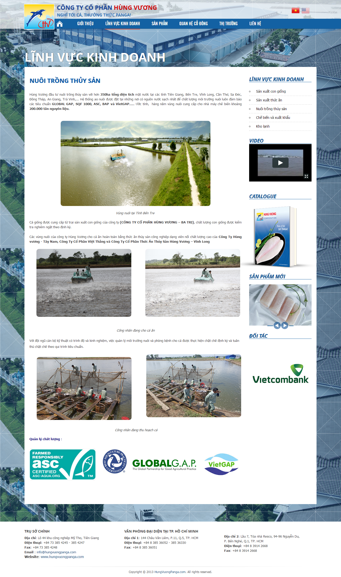 Thiết kế Web hải sản xuất khẩu hungvuongpanga.com